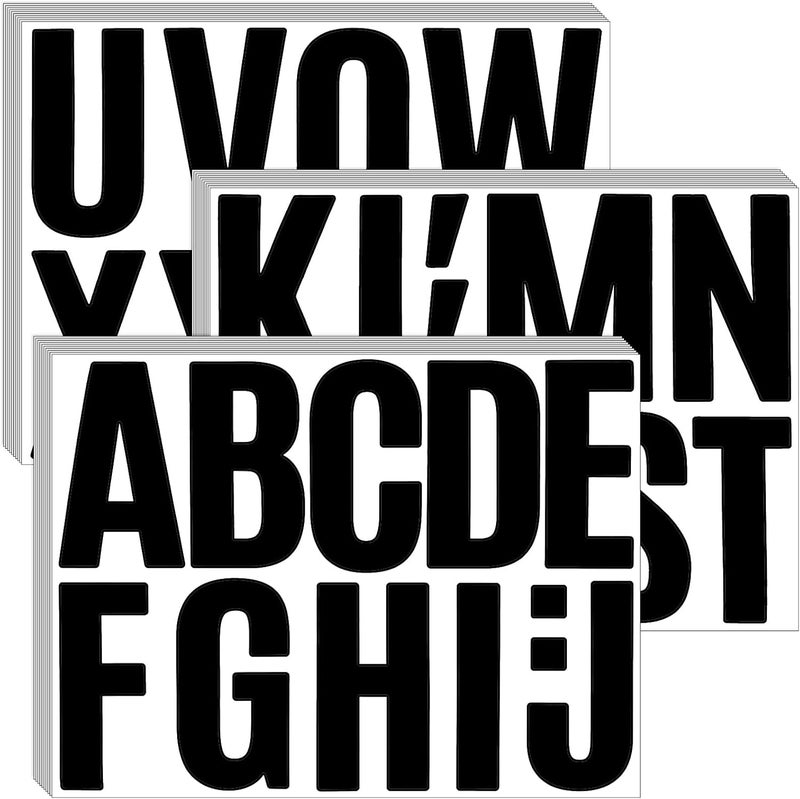 Bemeol 340 Pieces 30 Sheets Large Letter Stickers 4 Inch Self Adhesive Alphabet Letter Stickers for Bulletin Boards Classroom Home Decor(Black) - Image 1